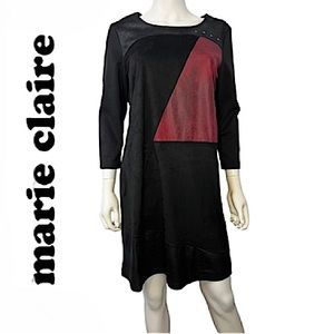 Marie Claire.NWT.Beautiful 3/4 sleeve midi dress w/metal & faux leather detail.M